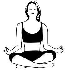Meditating girl in cartoon style
