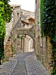 Fototapeta na wymiar Beautiful arched cobblestone street, Provence, France