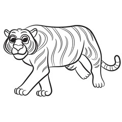 Outlined tiger vector illustration. Isolated on white.