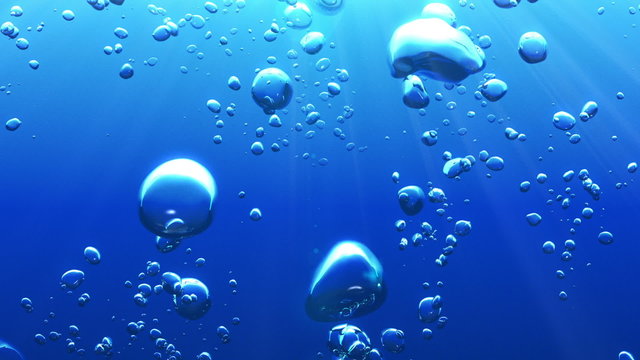Beautiful Looped Animation of Air Bubbles Underwater. HD 1080.