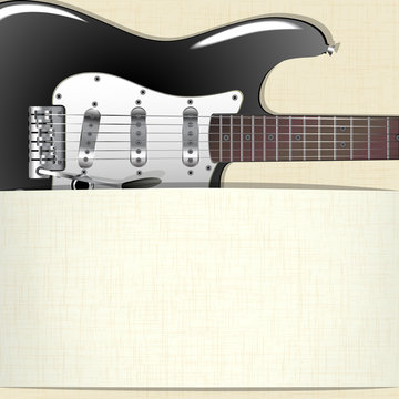 music background with guitar and a horizontal banner