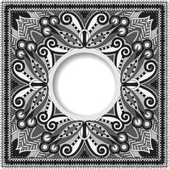 grey decorative pattern of ukrainian ethnic carpet design