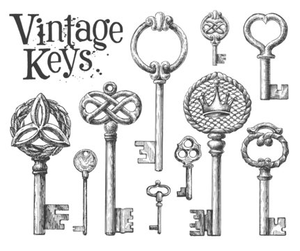 vintage key on a white background. sketch