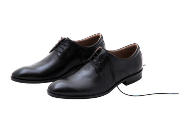 Classic leather men shoes isolated on white background. Male