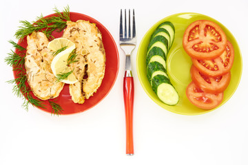 Fish stew and fresh vegetables