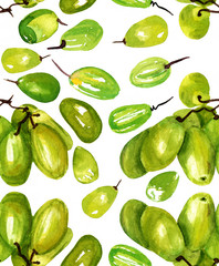A watercolour grapes seamless background pattern