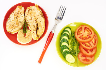 Fish stew and fresh vegetables