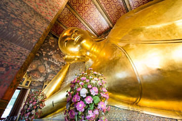 Giant Buddha inside Wat Pho Temple, bangkok, Thailand.