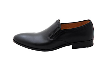 Classic leather men shoes isolated on white background. Male