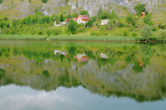 Farm Landscape Along Komarnica River, Montenegro