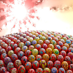 Fototapeta na wymiar Multicolored easter eggs taken closeup.