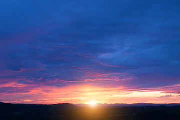 Beautiful sunset in Tuscany, Italy