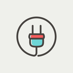 Electrical plug thin line icon