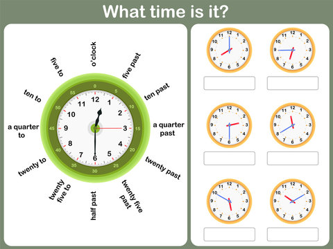 Telling time worksheet. write the time shown on the clock