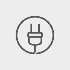 Electrical plug thin line icon