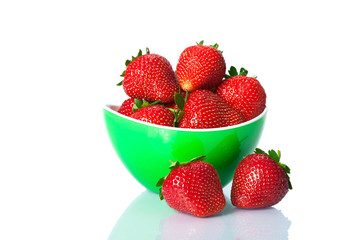 Ripe fresh strawberries on plate