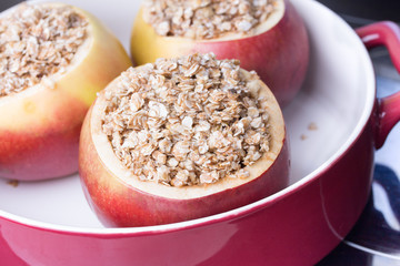 crumble in orange ceramic dish