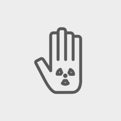 Hand and some object thin line icon