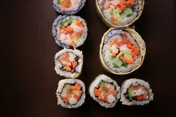 Delicious sushi pieces on a plate