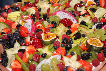 Fototapeta na wymiar Great colorful fruit and berry cake