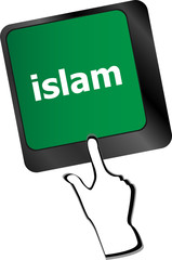 islam word on computer key on enter button vector