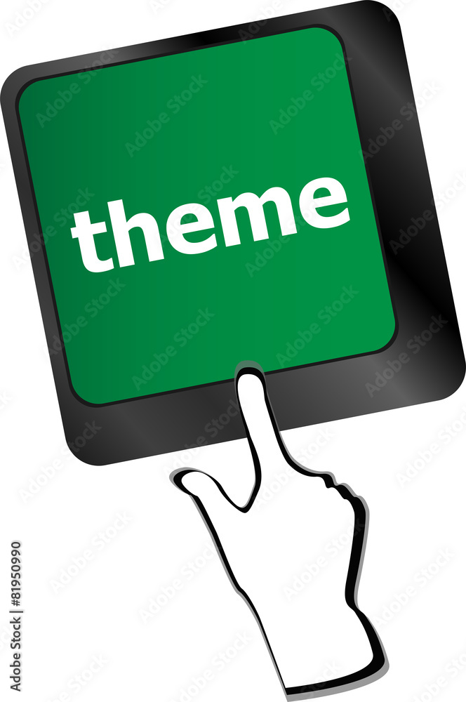 Poster theme button on computer keyboard keys, business concept vector
