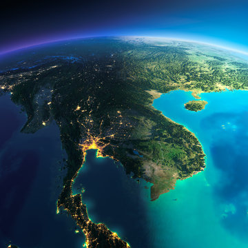 Detailed Earth. Indochina peninsula
