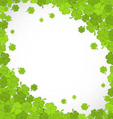 Natural frame with clovers for St. Patrick's Day, copy space for