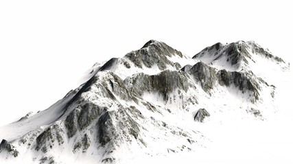 Snowy Mountains - separated on white background - obrazy, fototapety, plakaty