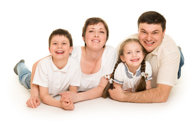 happy family on white
