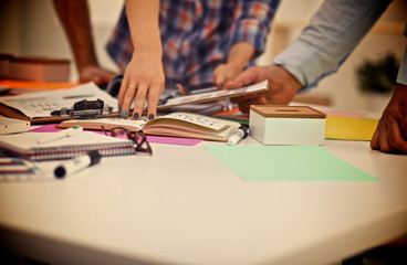Young business people working at office on new project