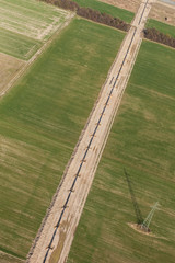 aerial view of burying gas pipe in a country area in Poland
