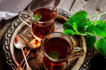 Foto auf Acrylglas Tee tea with mint