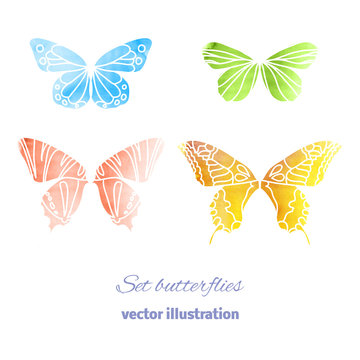 Collection Vector Watercolor Butterflies