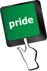 Computer keyboard key with pride word vector
