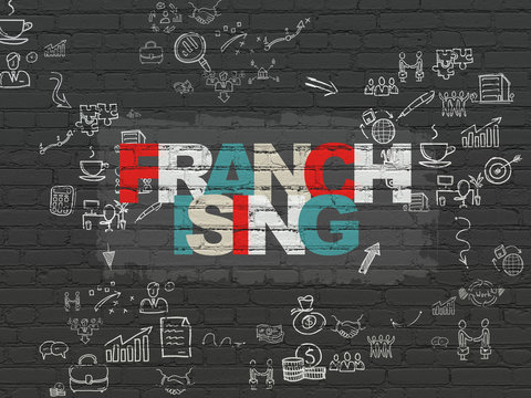 Business concept: Franchising on wall background