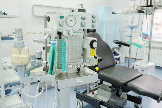 operating room in dental clinic with the anesthesiology machine