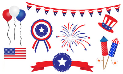 American United States 4th of July Badges Banner