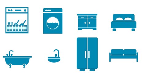Meubles et électroménager en 8 icônes
