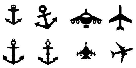 Ancres et transports aériens en 8 icônes