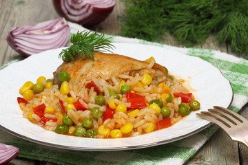 Chicken with Rice and vegetables