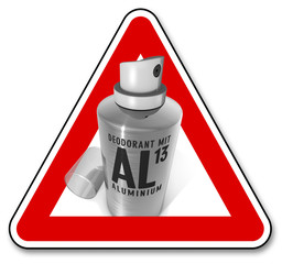 Warning sign Deodorant spray with aluminium - obrazy, fototapety, plakaty