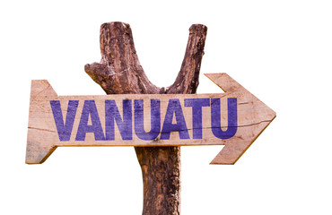 Vanuatu wooden sign isolated on white background