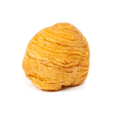 Durian Puff on white background. Macro. Shallow dof.