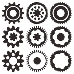 Vector collection of gear wheels
