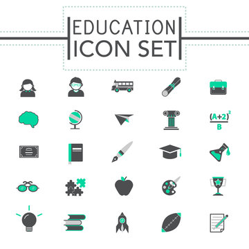 Education Studying Learning Activity Icons Set Concept