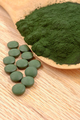 Closeup  organic spirulina algae