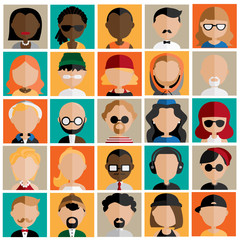 Diversity Interracial Community People Flat Design Icons Concept