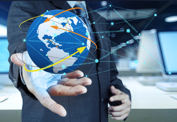  businessman working with new modern computer show social networ