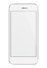 Realistic mobile phone with blank screen.